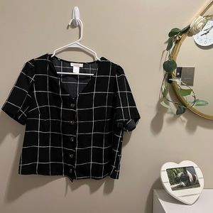 Crop top plaid button up